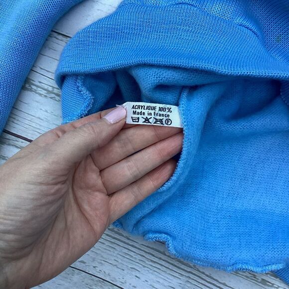 Vintage 1960’s Monaco Monte- Carlo V-Neck Sweater French Blue L - Picture 4 of 6